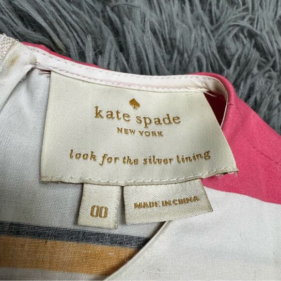 Kate Spade Striped Multicolor Sleeveless Dress Fit n Flare Size 00 - Picture 7 of 11